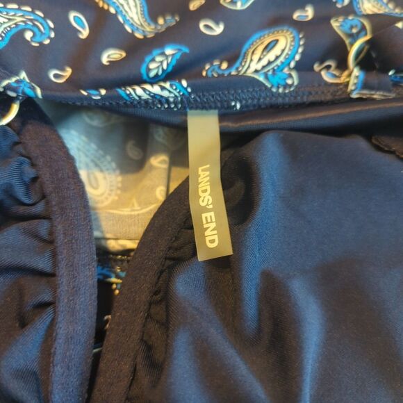 Lands' End Tankini Top Womens 14P Blue Paisley Rouched Underwire Swim Beach - Picture 4 of 7